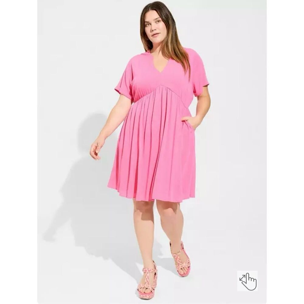 torrid Mini Washable Gauze Hi Low Waist Tunic Dress Short Sleeves Pink Size 2X